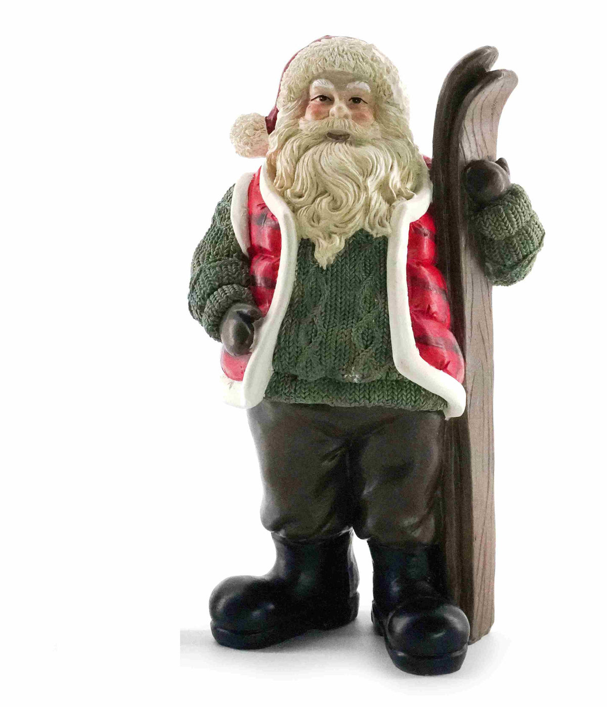 Santa Figure in Knitted Jumper with Skis