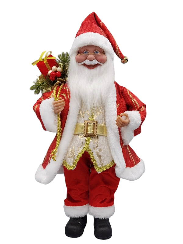 Red/Gold Musical Santa 45Cm