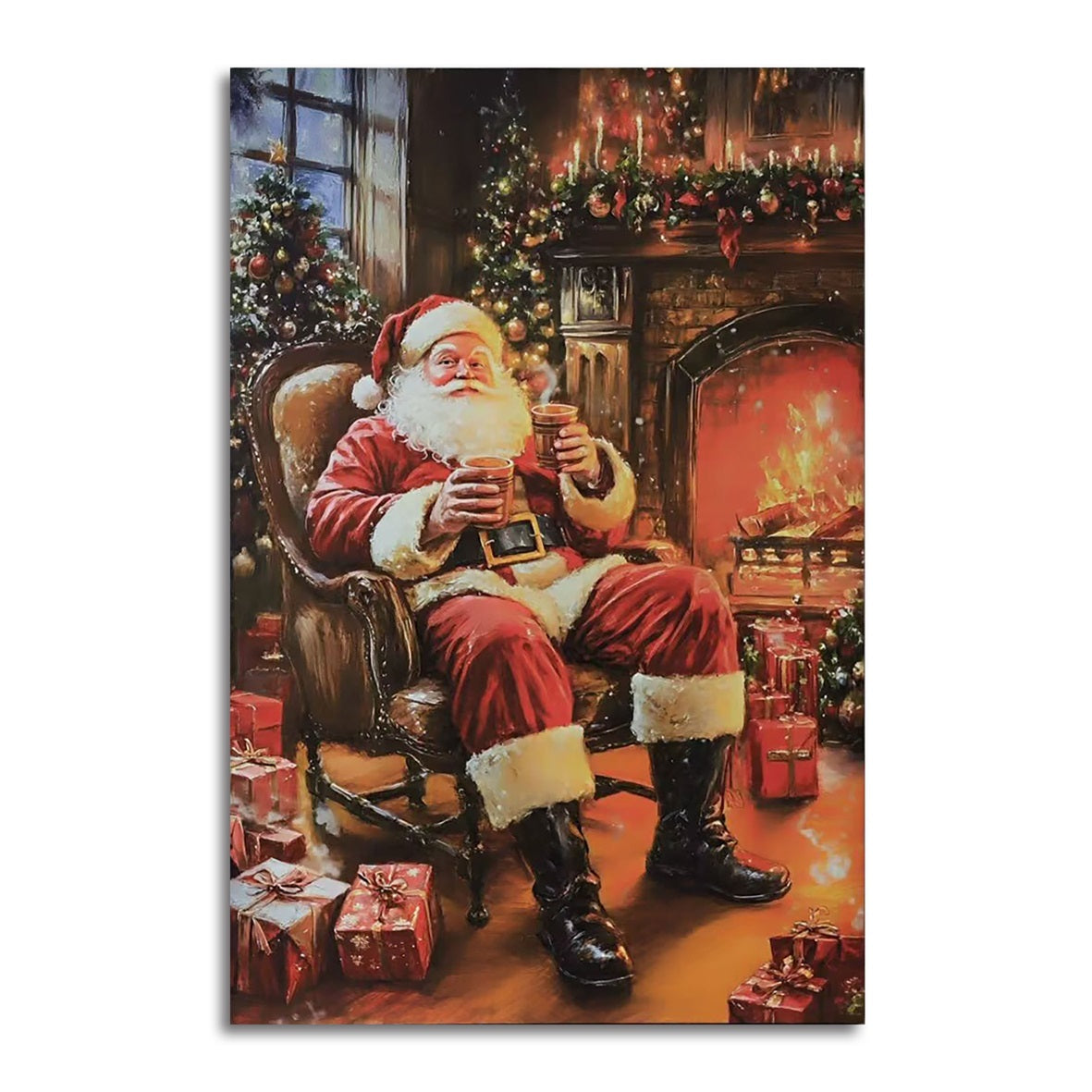 Fibre Optic Santa by the Fireplace Picture