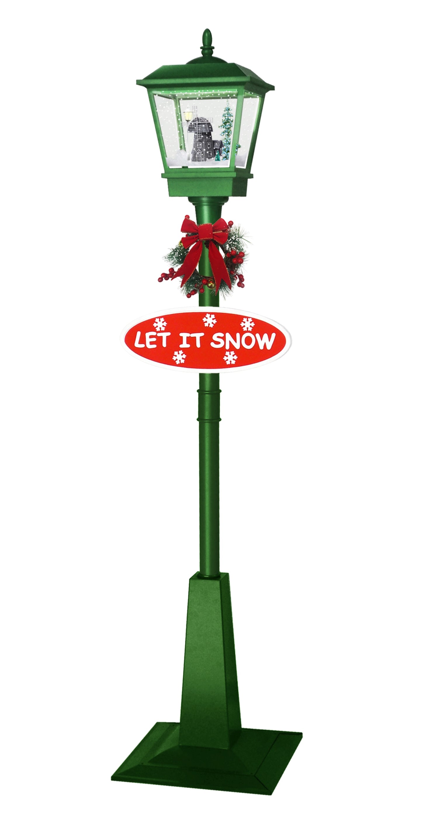 Green christmas lamp post 180cm tall with LED lights