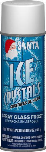 Can of Santa Ice Crystals spray glass frost with blue label and white cap.