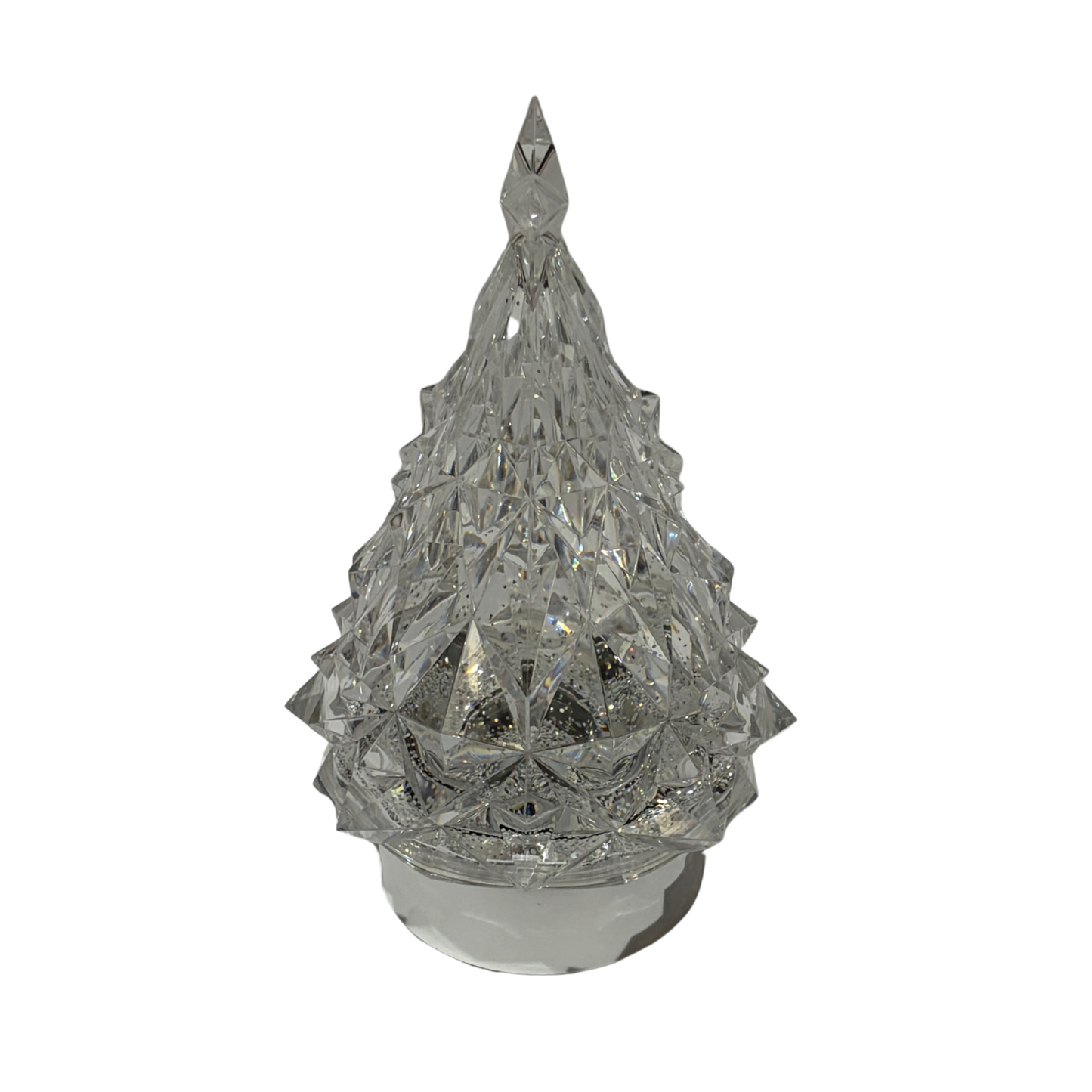 Crystal Christmas tree ornament on a white background