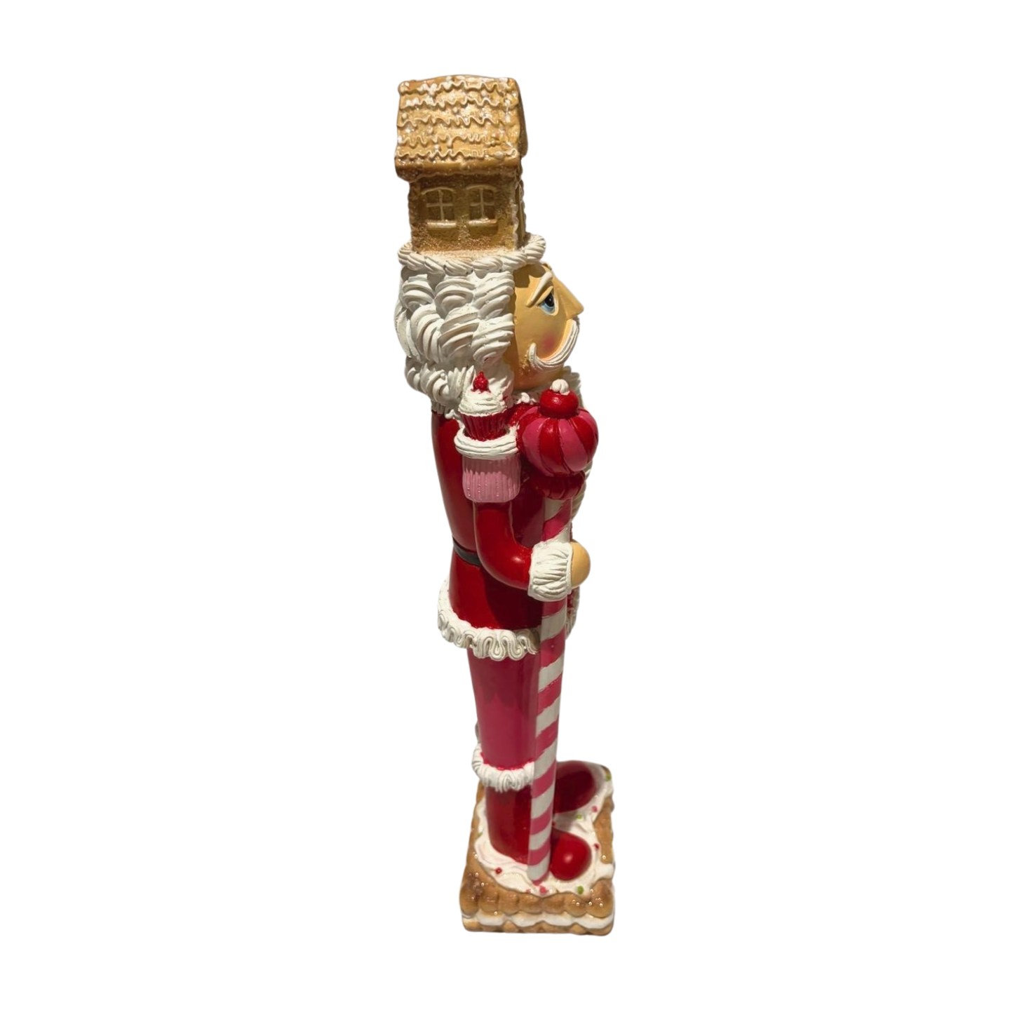 Red Nutcracker with a Gingerbread House