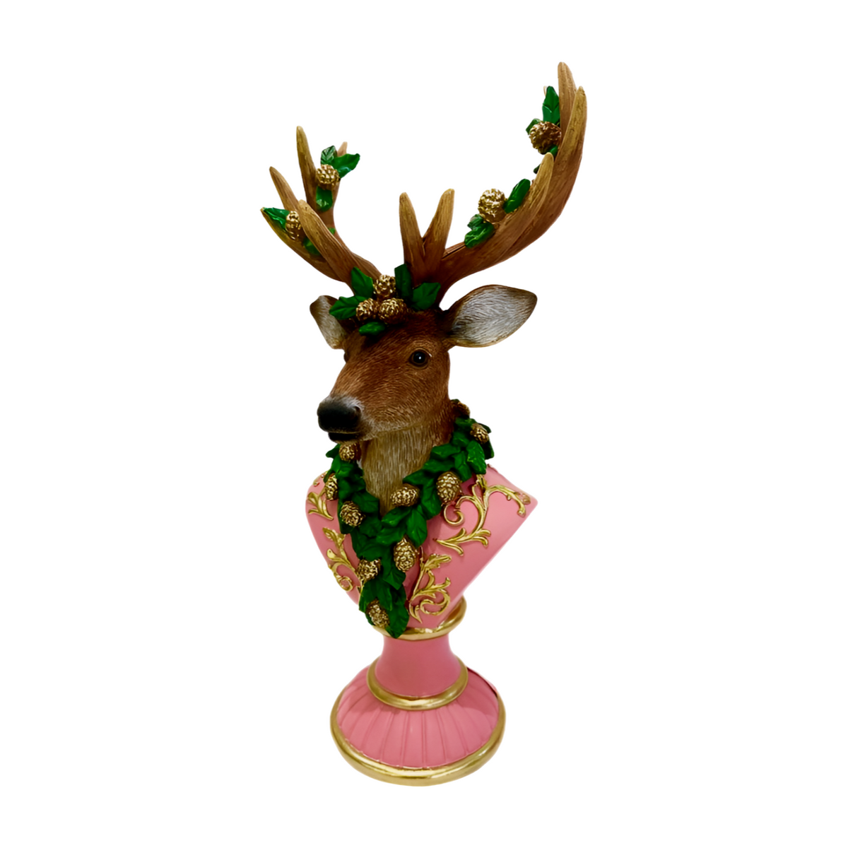 Reindeer Bust with Holly Garland