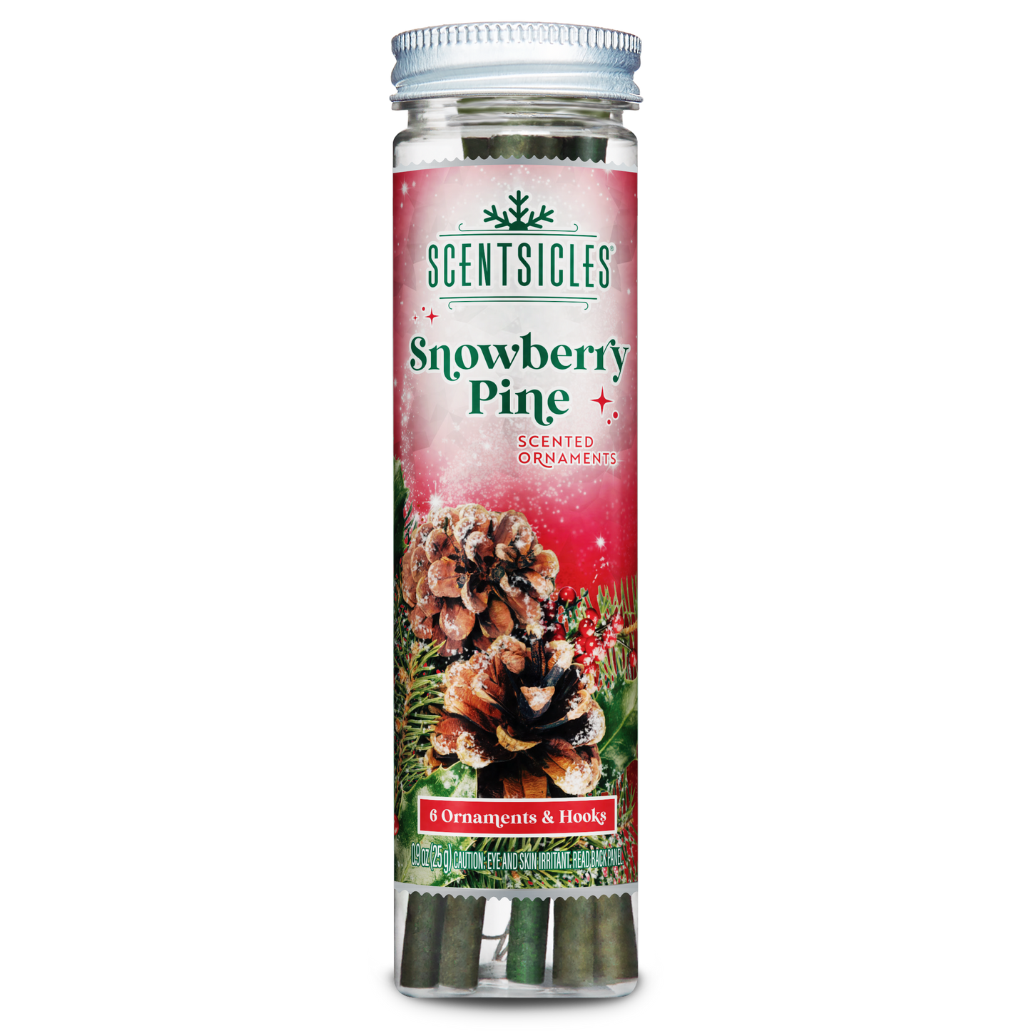 Scentsicles Snowberry Pine scented ornament packaging on a white background