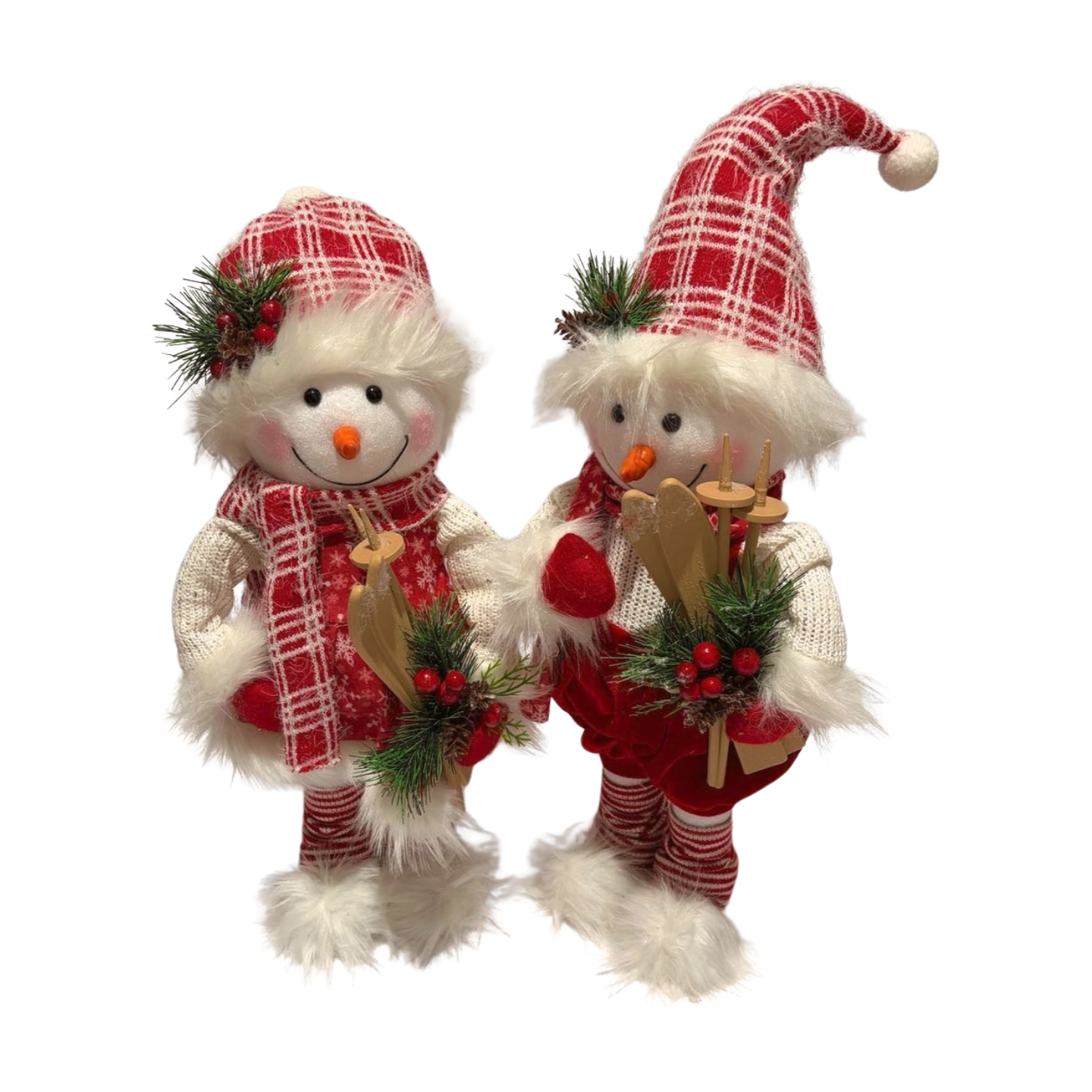 Snowman Girl with Red Dress and Skis