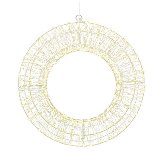 38cm Denmark LED wire wreath with 960 warm white fairy lights and hanging loop