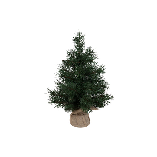46cm artificial mini Christmas tree with full branching and hessian sack base
