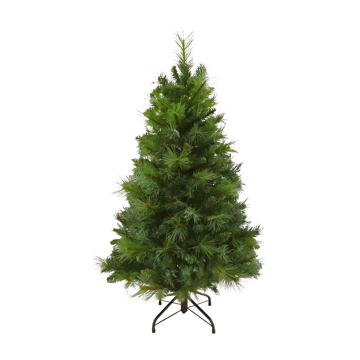 Green Majestic Pine artificial Christmas tree, 4ft, with mixed pine needle tips and dark metal stand