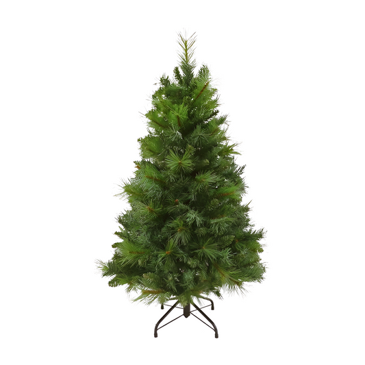 Green Majestic Pine artificial Christmas tree, 4ft, with mixed pine needle tips and dark metal stand