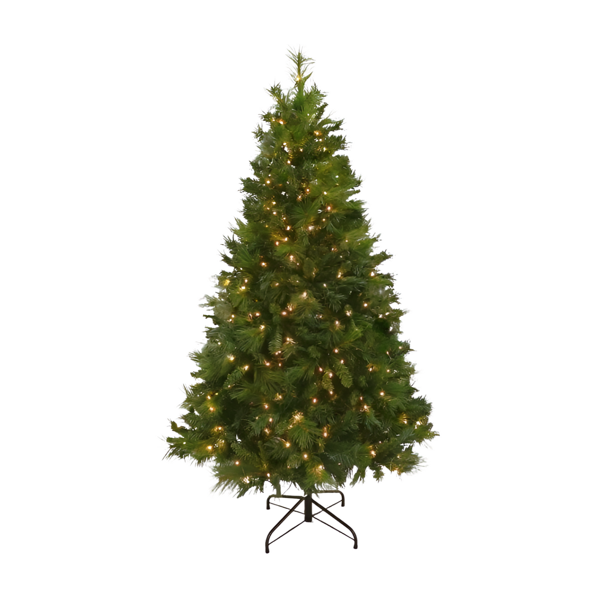 6ft pre-lit Majestic Pine Christmas tree with warm white lights on a folding metal stand