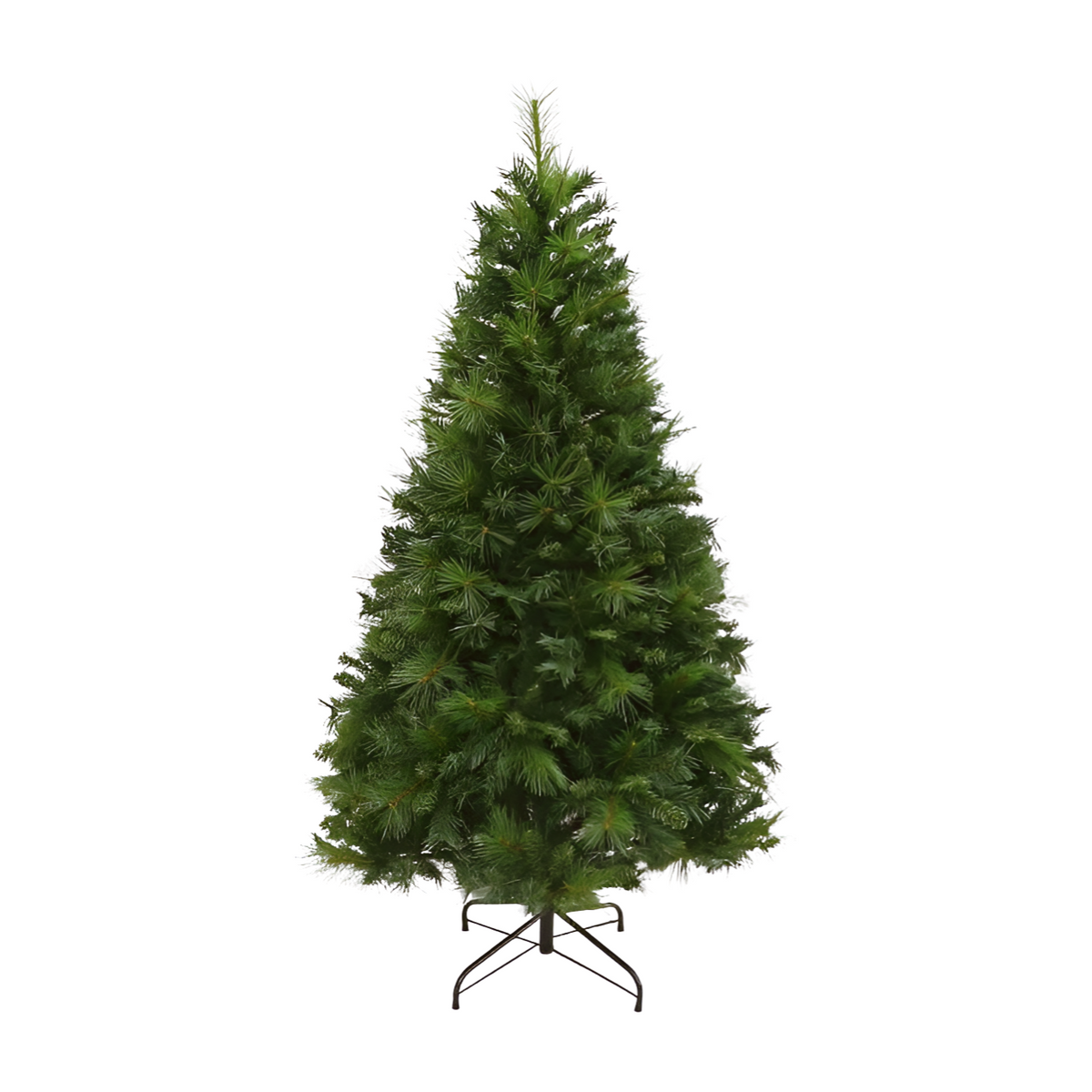 Green Majestic Pine pre-lit artificial Christmas tree, 6ft, with mixed pine needle tips and dark metal stand