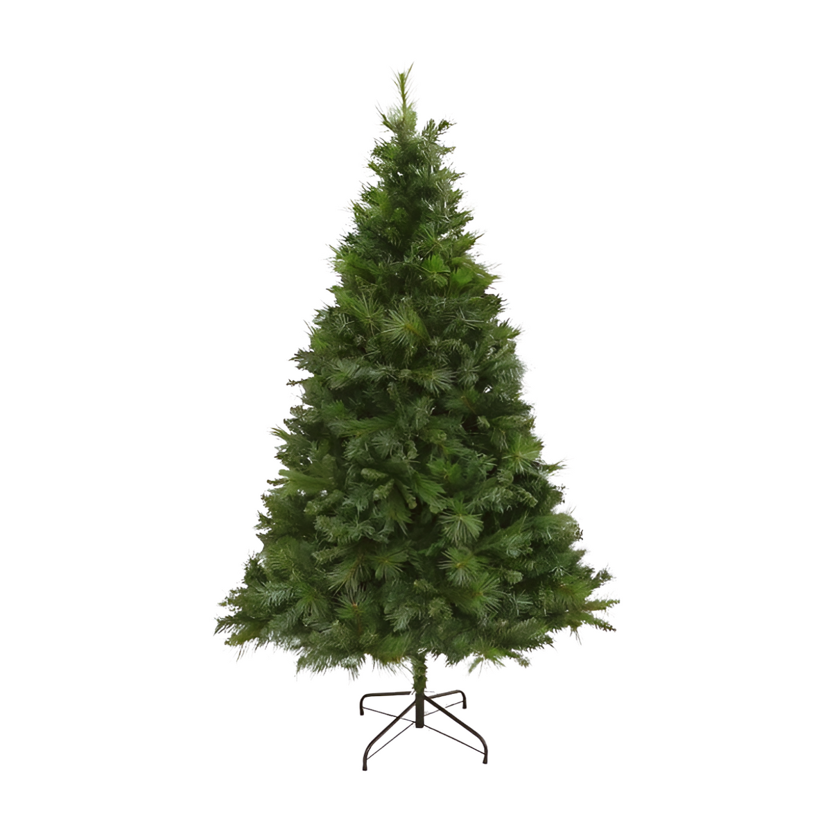Green Majestic Pine artificial Christmas tree, 7ft, with mixed pine needle tips and dark metal stand