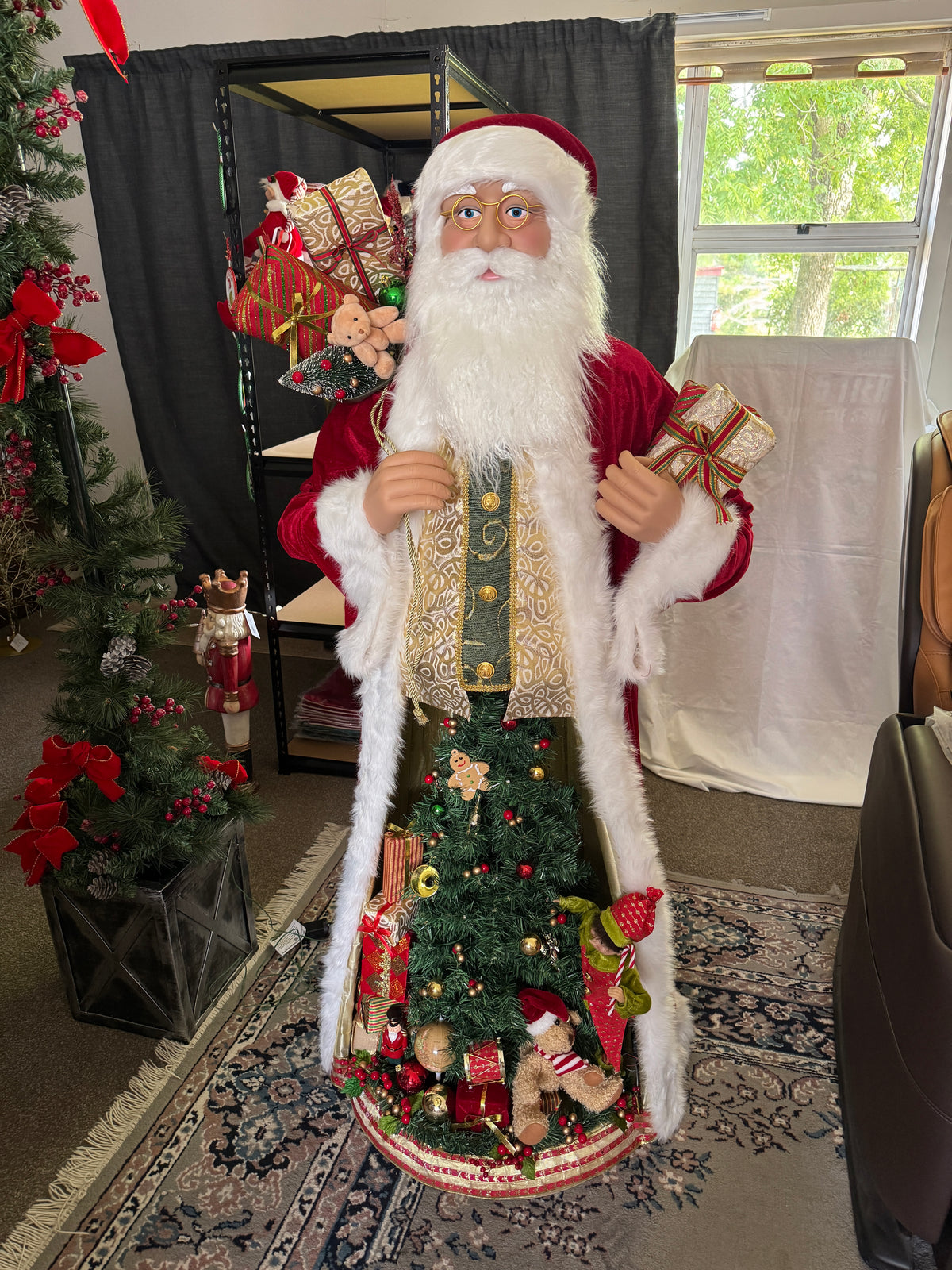 Life-Size Santa Figure with Built-In Christmas Tree
