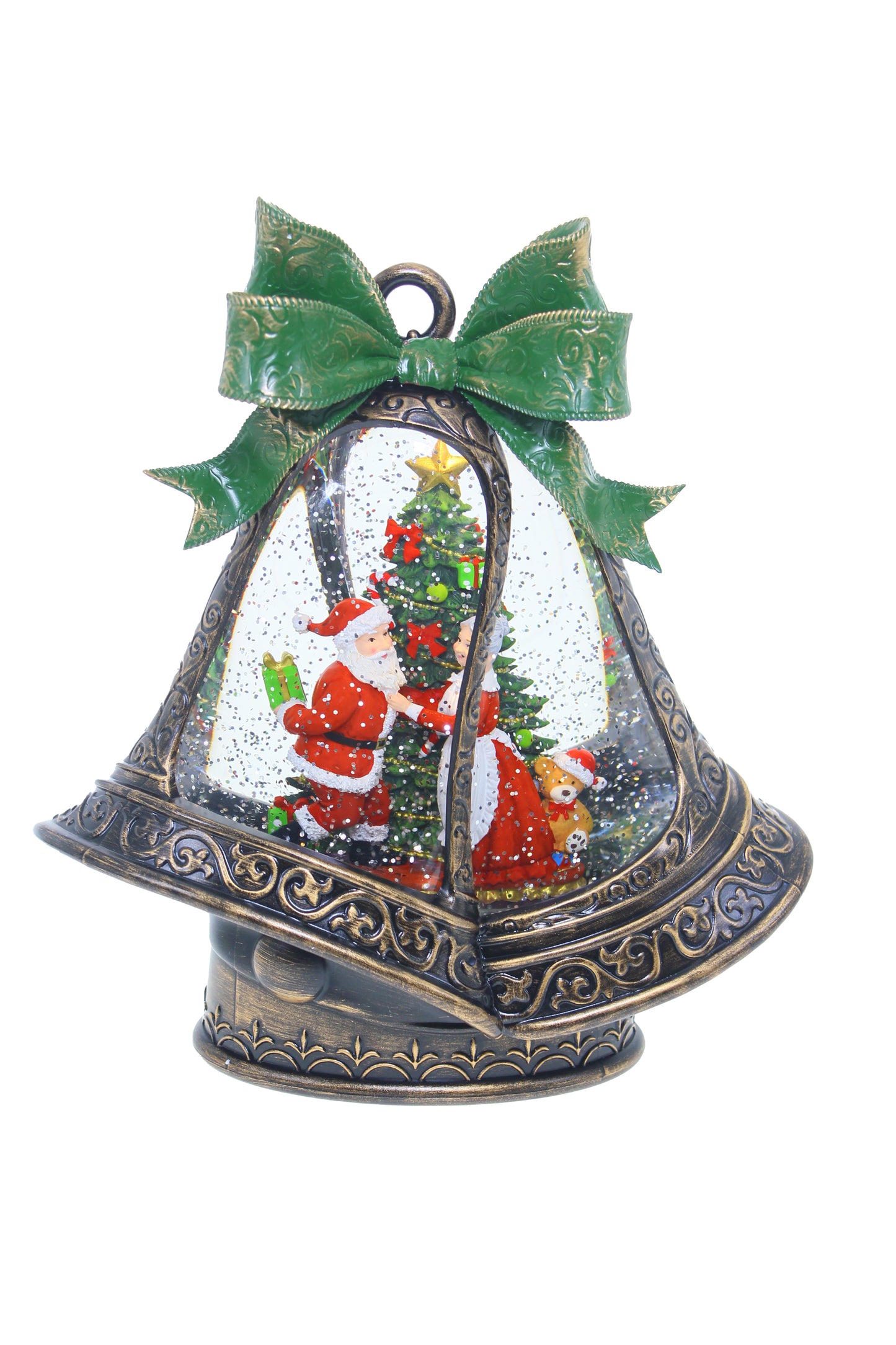 Led Water Spinning Bells W Santa 24Cm