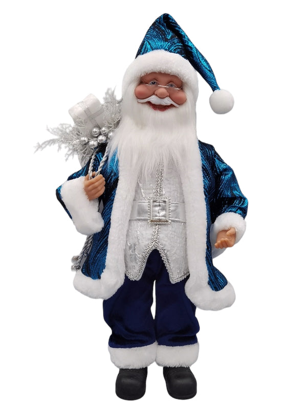 Blue/Silver Musical Santa 45Cm