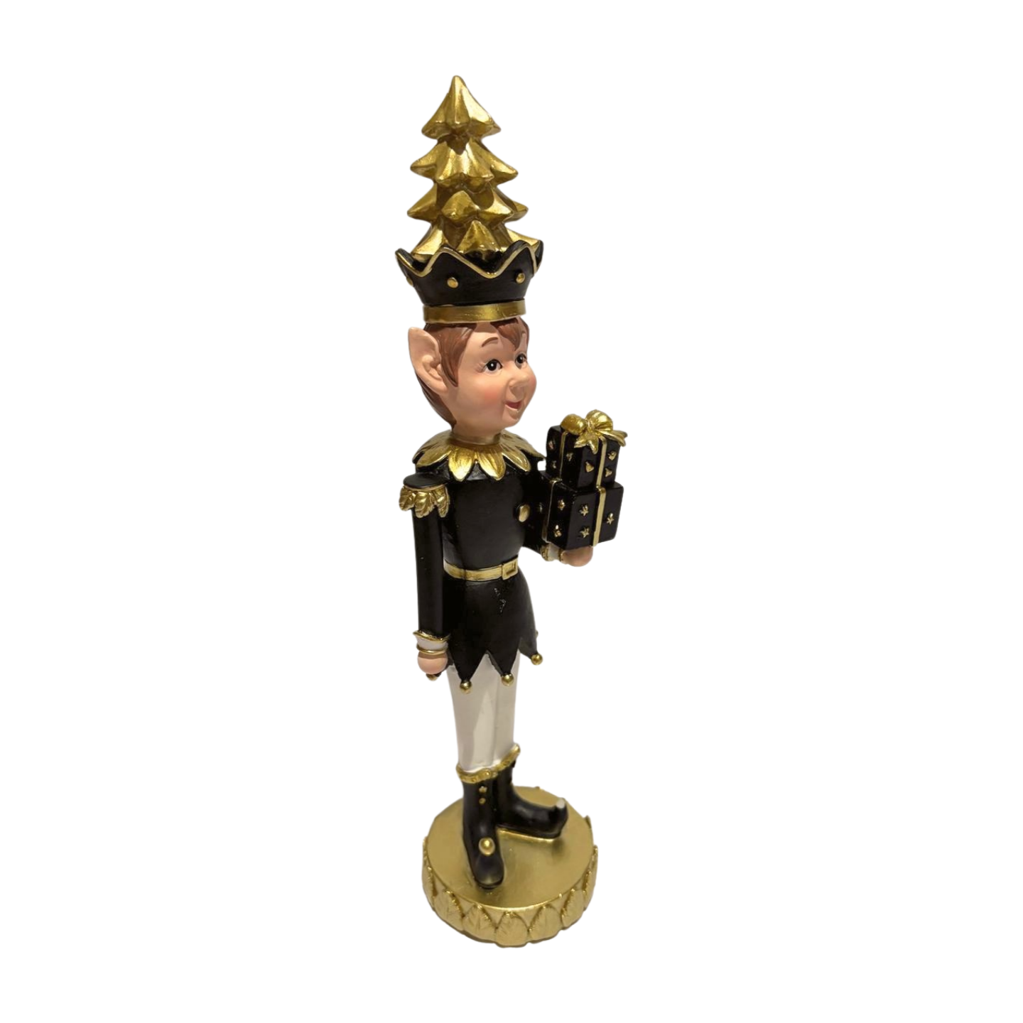 Black and Gold Elf with a Gift