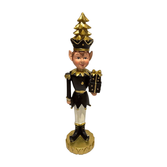 Black and Gold Elf with a Gift