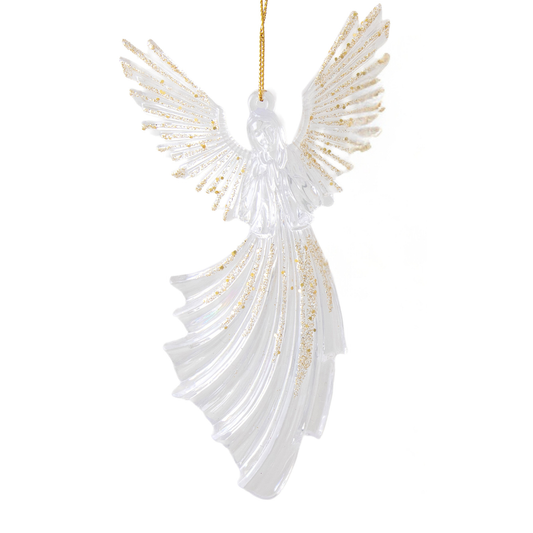Clear Acrylic Angel Christmas Tree Decoration with Gold Glitter – Praying