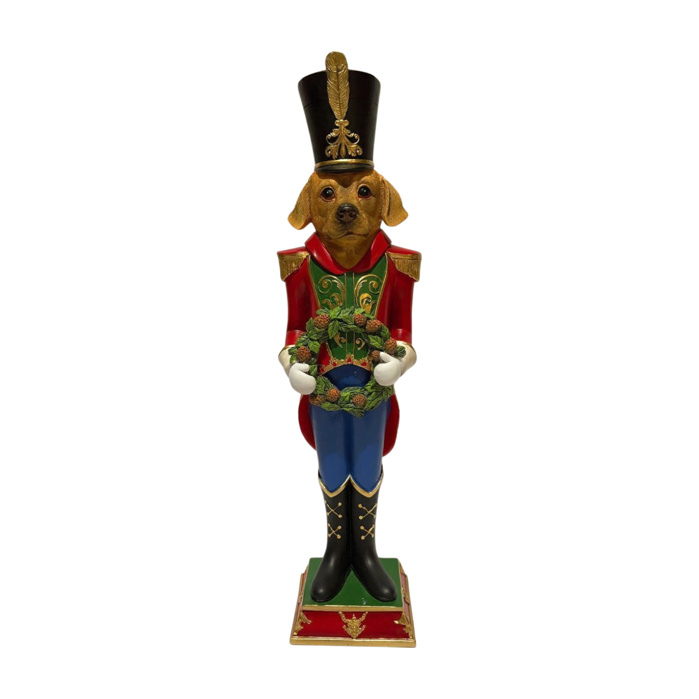 Dog Nutcracker with a Wreath