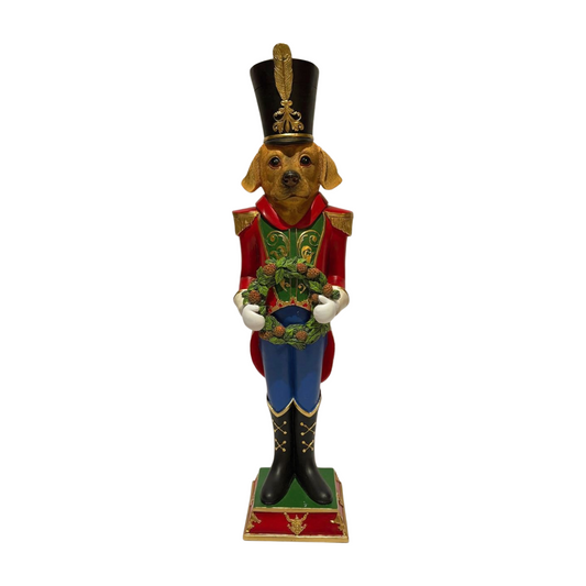 Dog Nutcracker with a Wreath