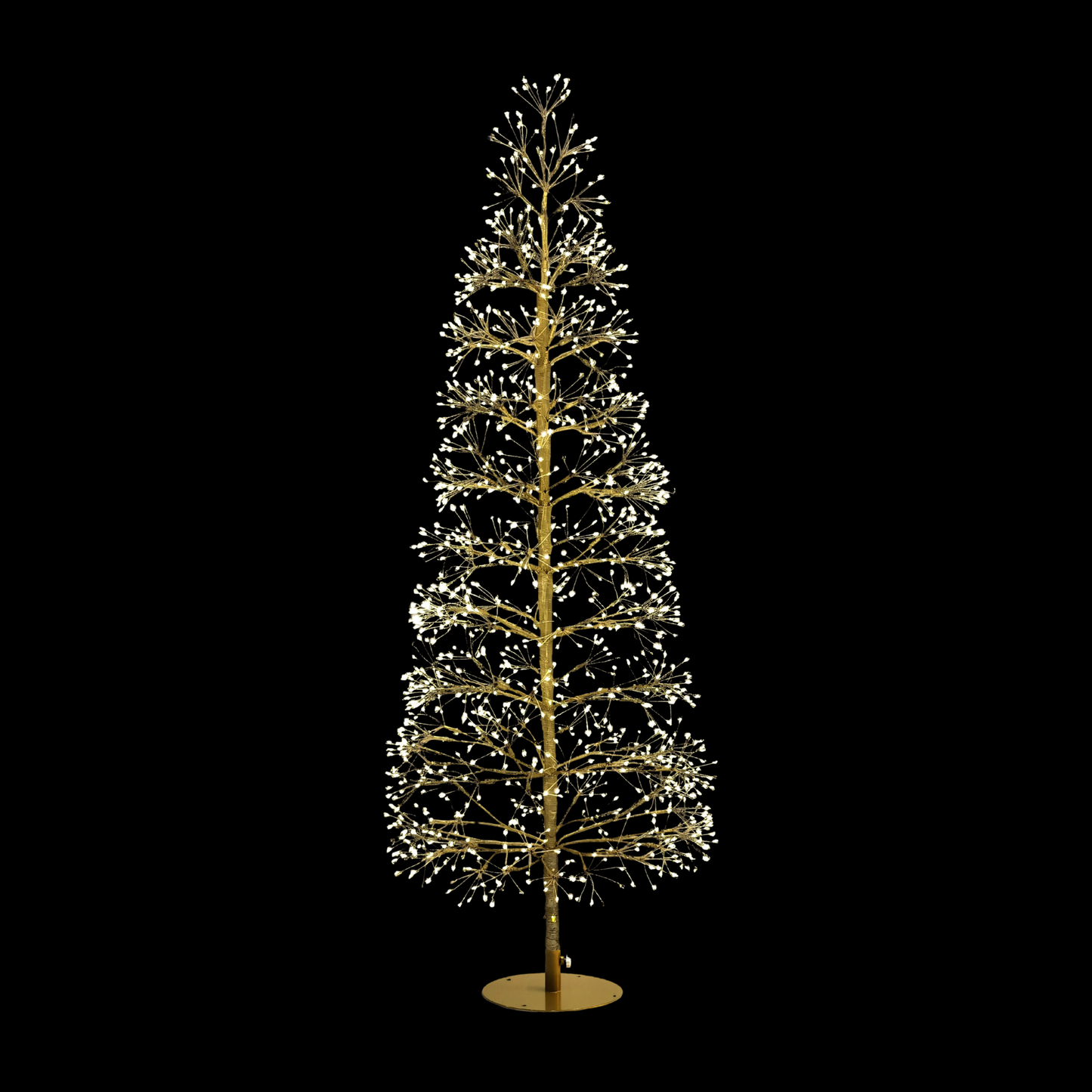 Decorative tree with lights on a black background