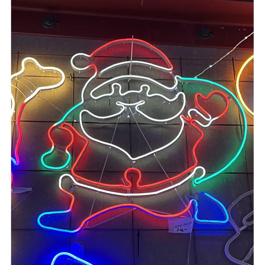Neon-style LED Santa light in red, white, green, and blue colours