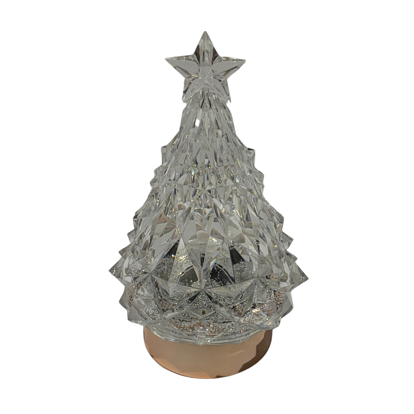 Decorative crystal Christmas tree with a star on top against a white background
