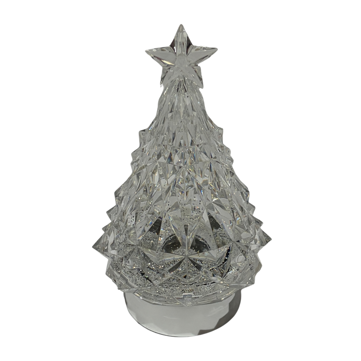 Crystal Christmas tree ornament with star on a white background