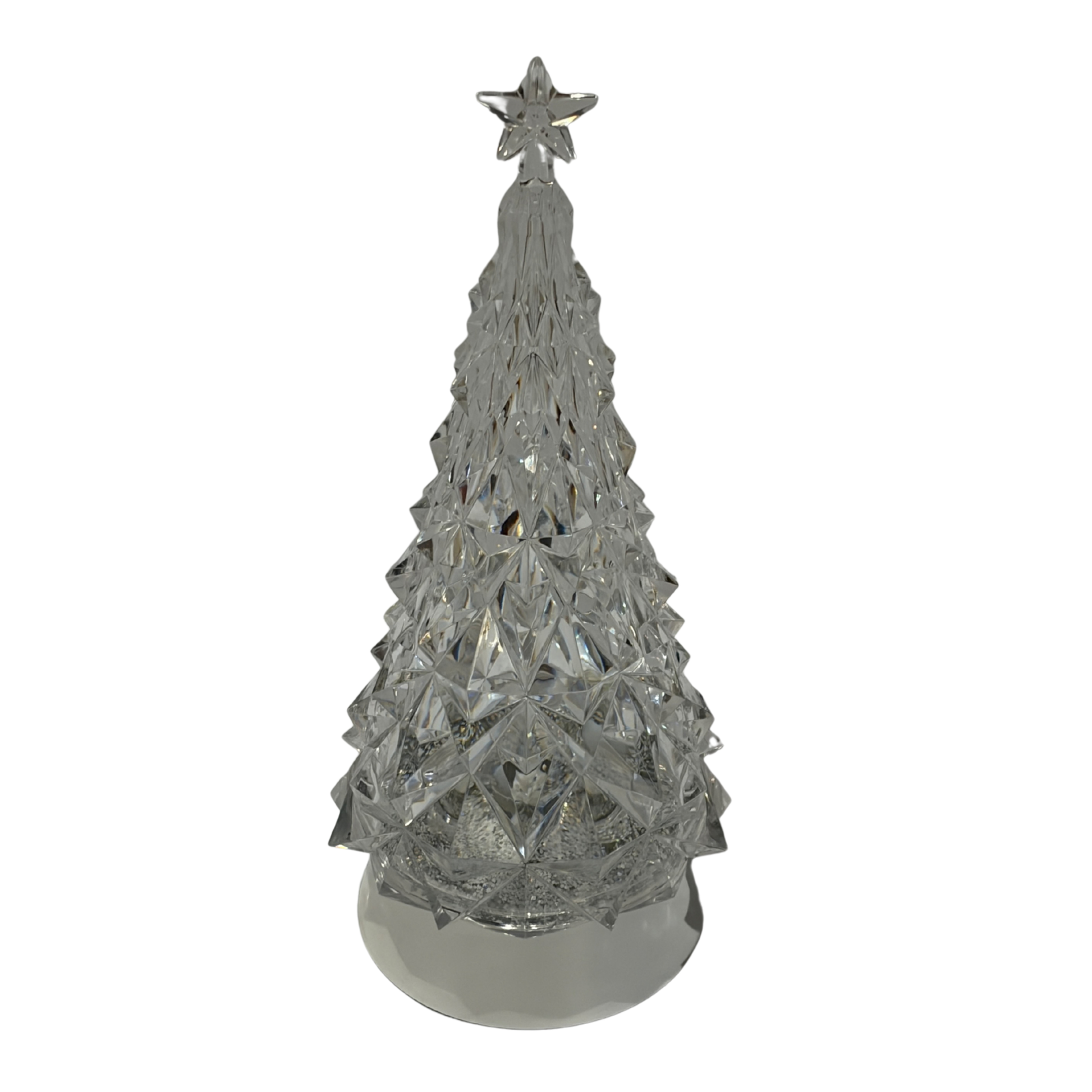 Decorative crystal Christmas tree with a star on top against a white background