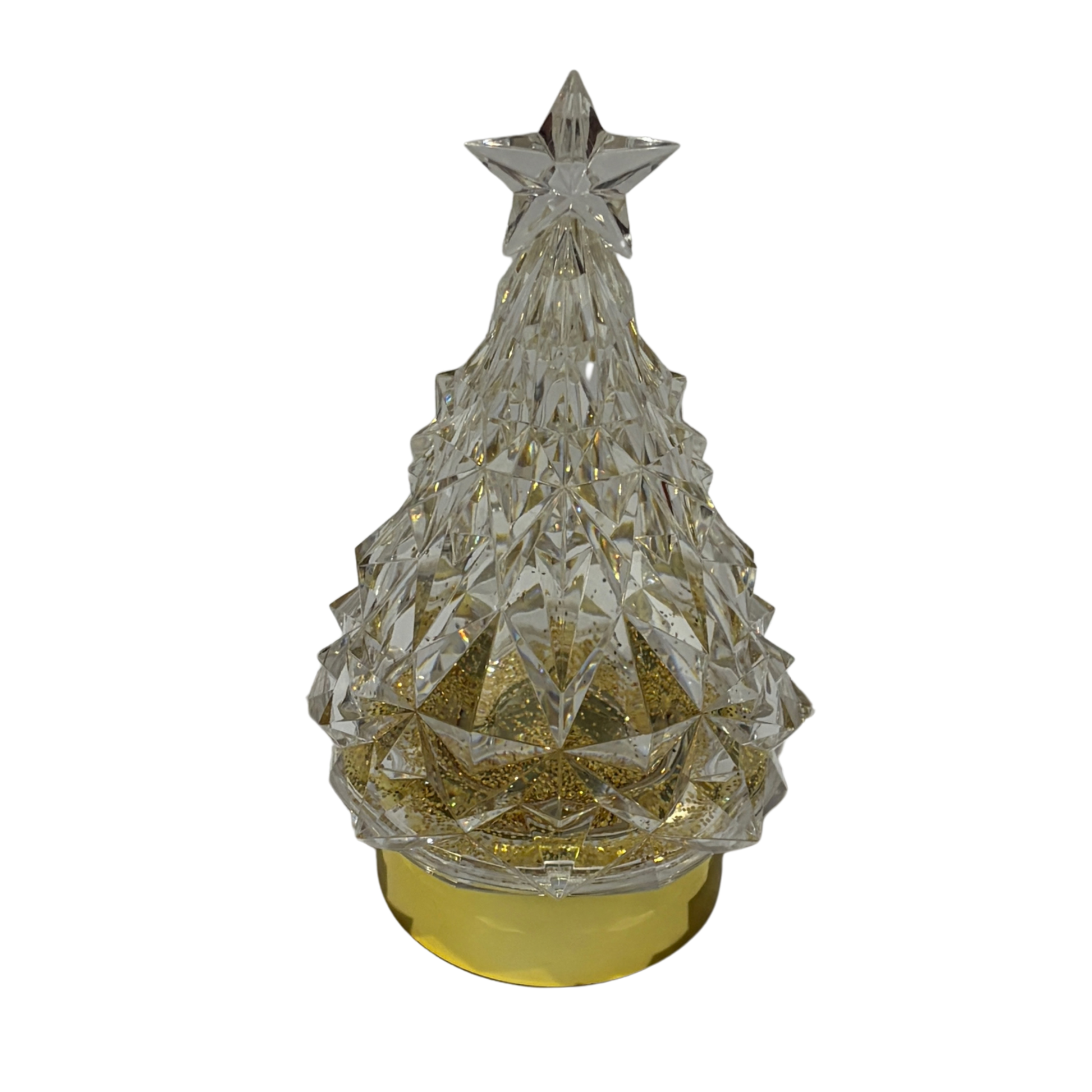 Decorative crystal Christmas tree with a star on top against a white background