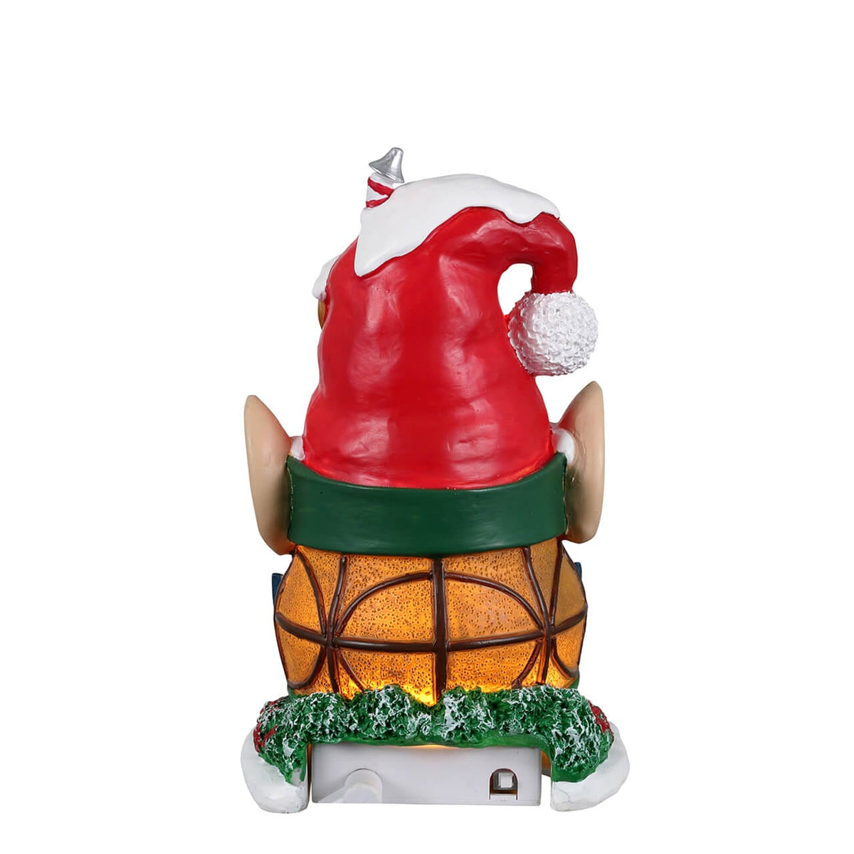 Rear view of Lemax Elf Lane house showing Santa hat roof shape and elf ear detail