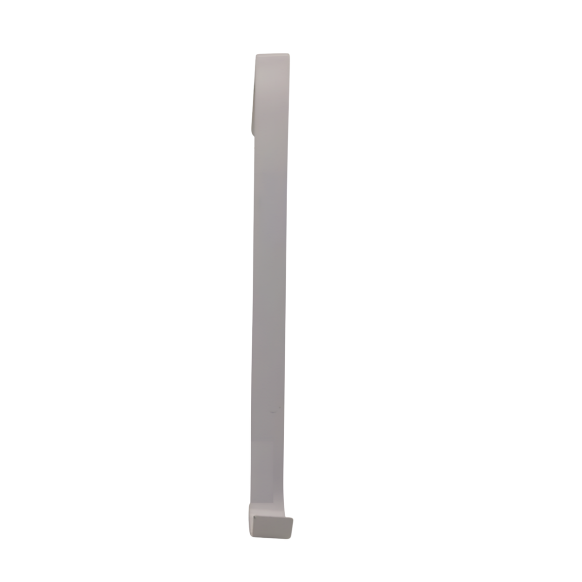 Slim over-door wreath hanger in white with a simple hook design