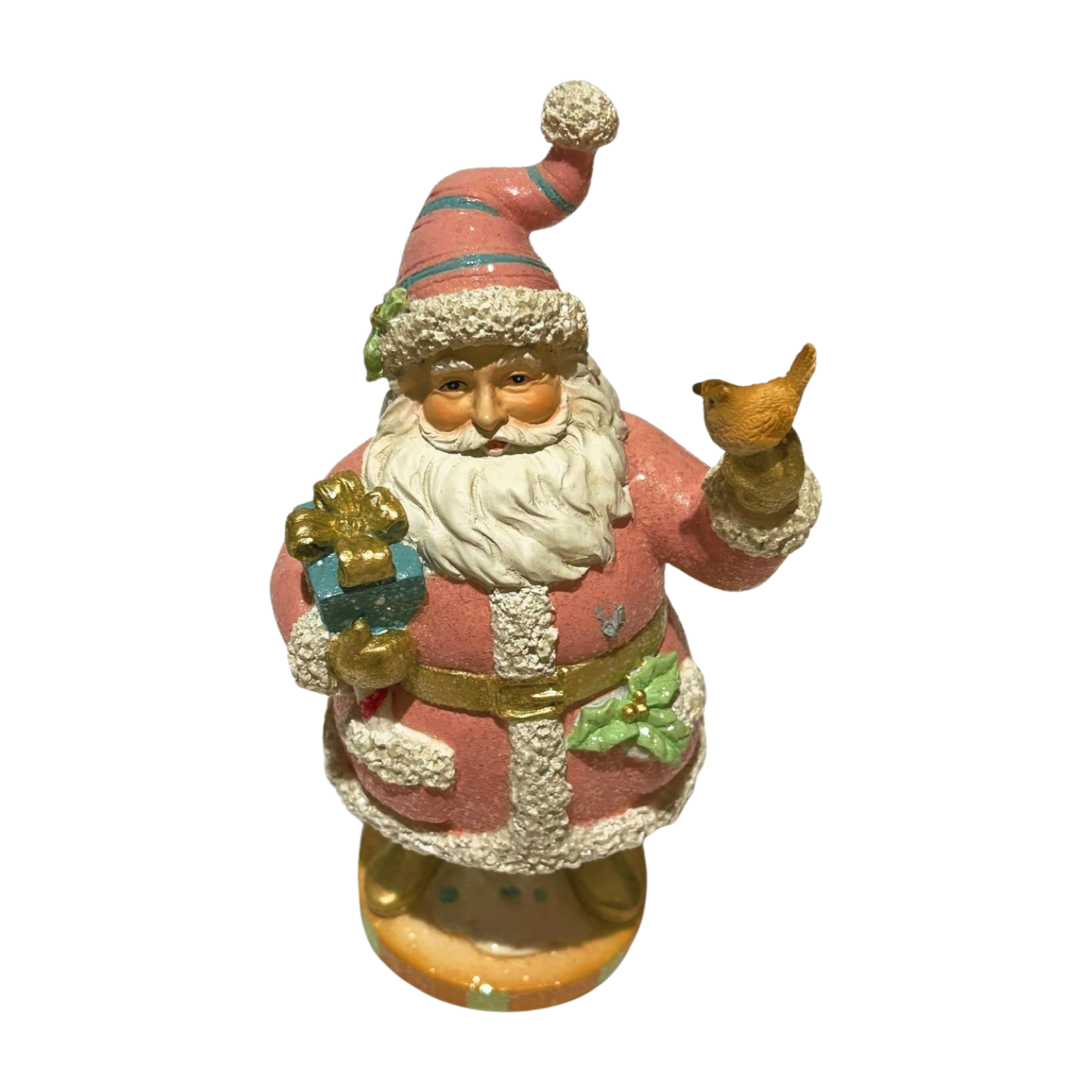 Pastel Pink Santa Figurine