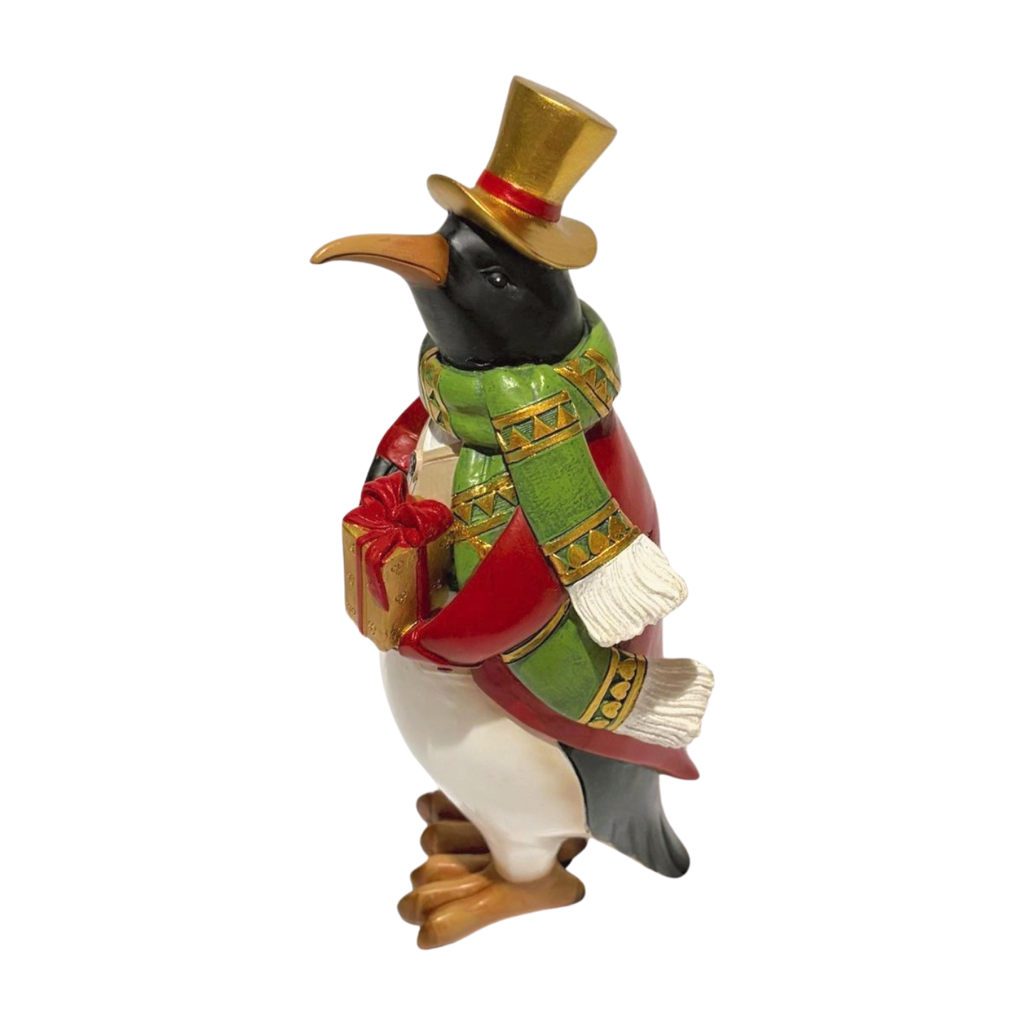 Penguin with Gift Christmas Figurine