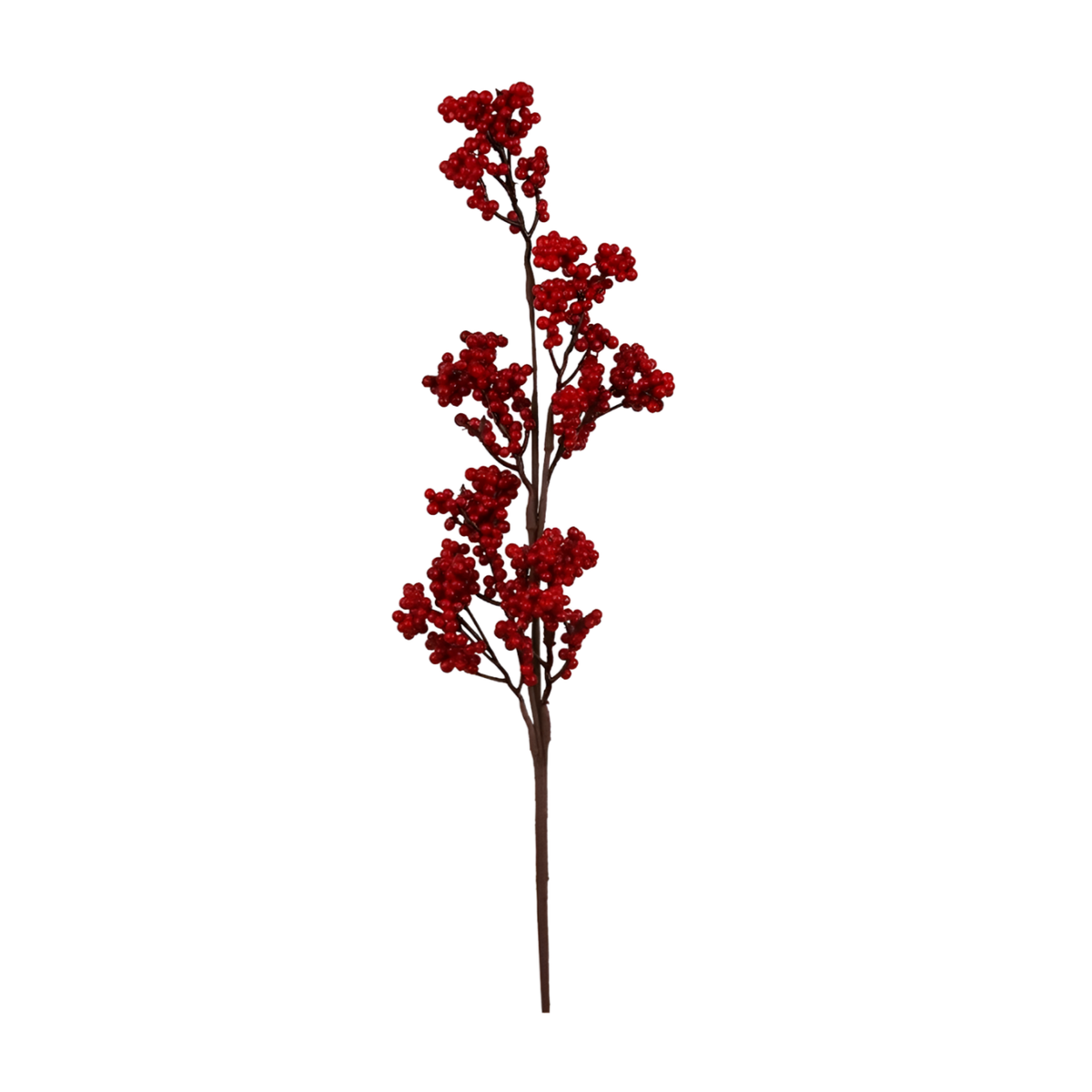 Red berry Christmas pick with dense clusters of small red berries on branching stems