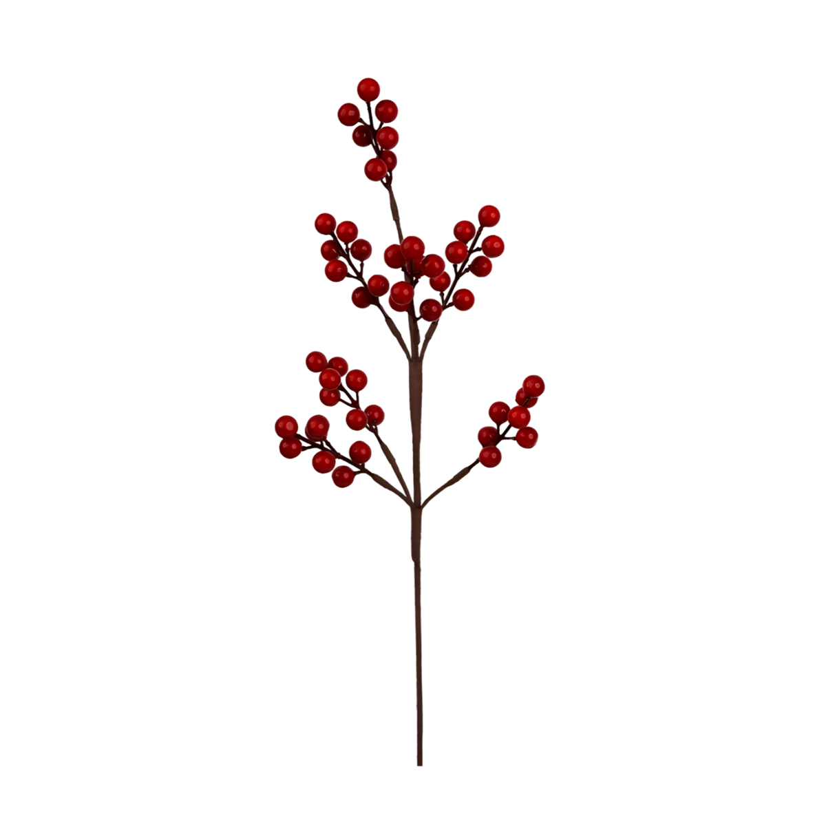 Red berry Christmas pick with large glossy berry clusters on naturally branching stems