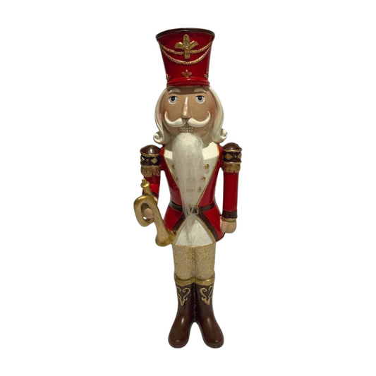 Red and Gold Nutcracker with a Trumpet