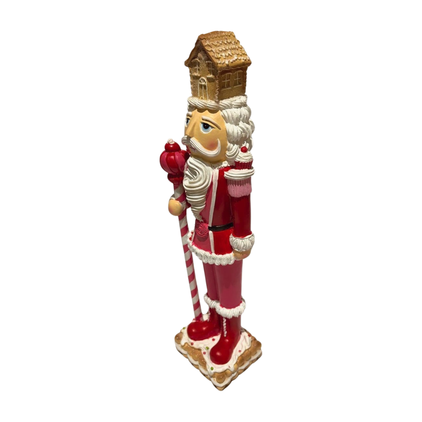 Red Nutcracker with a Gingerbread House