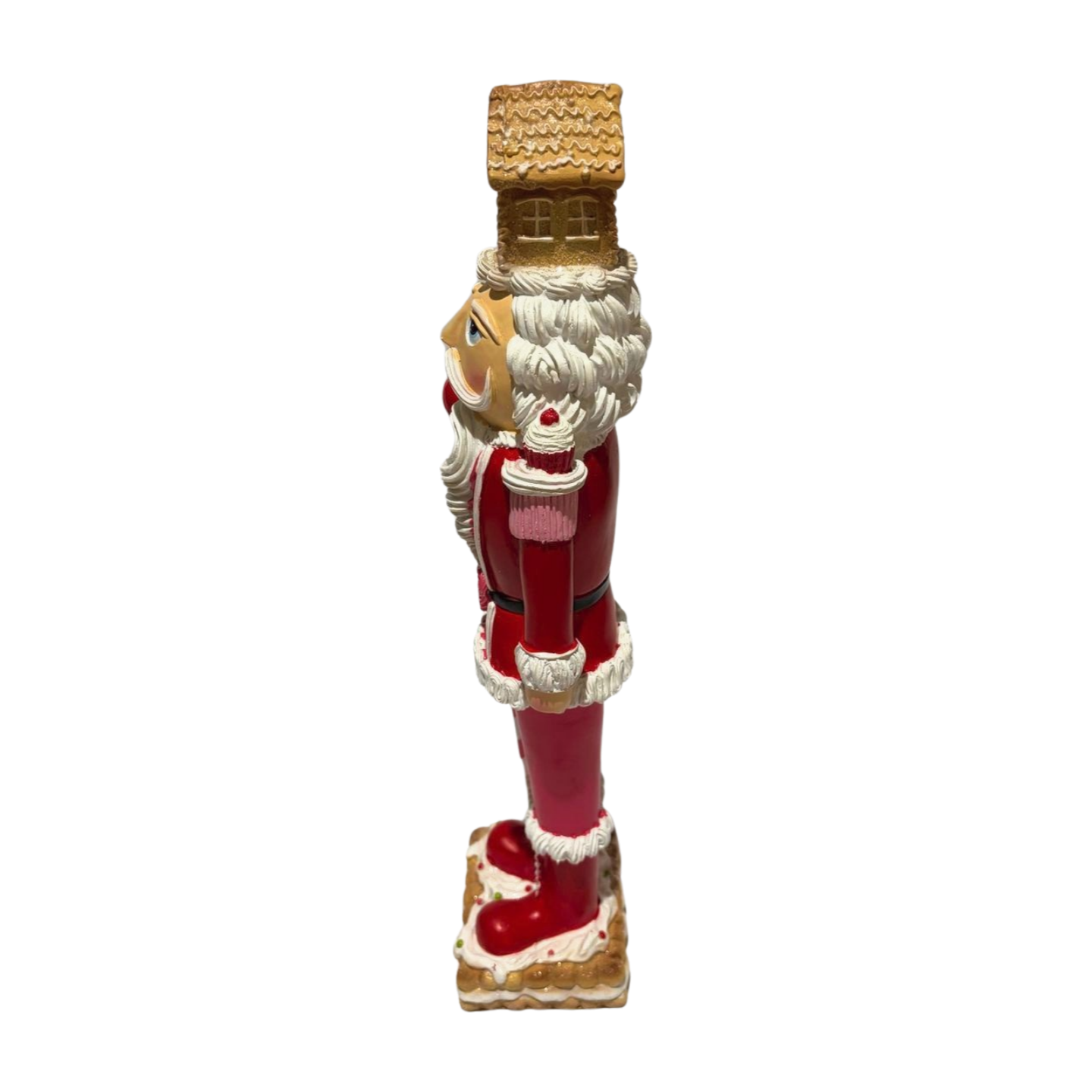 Red Nutcracker with a Gingerbread House