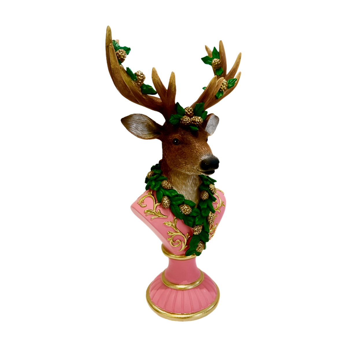 Reindeer Bust with Holly Garland