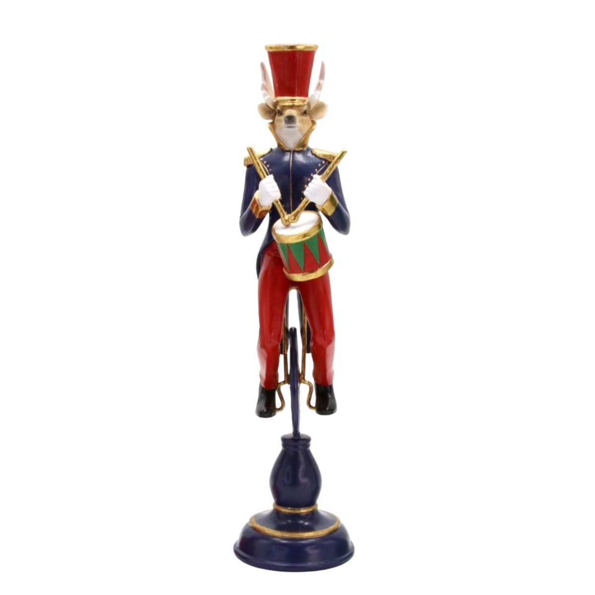 Reindeer Nutcracker Figurine in Navy Coat with Drum