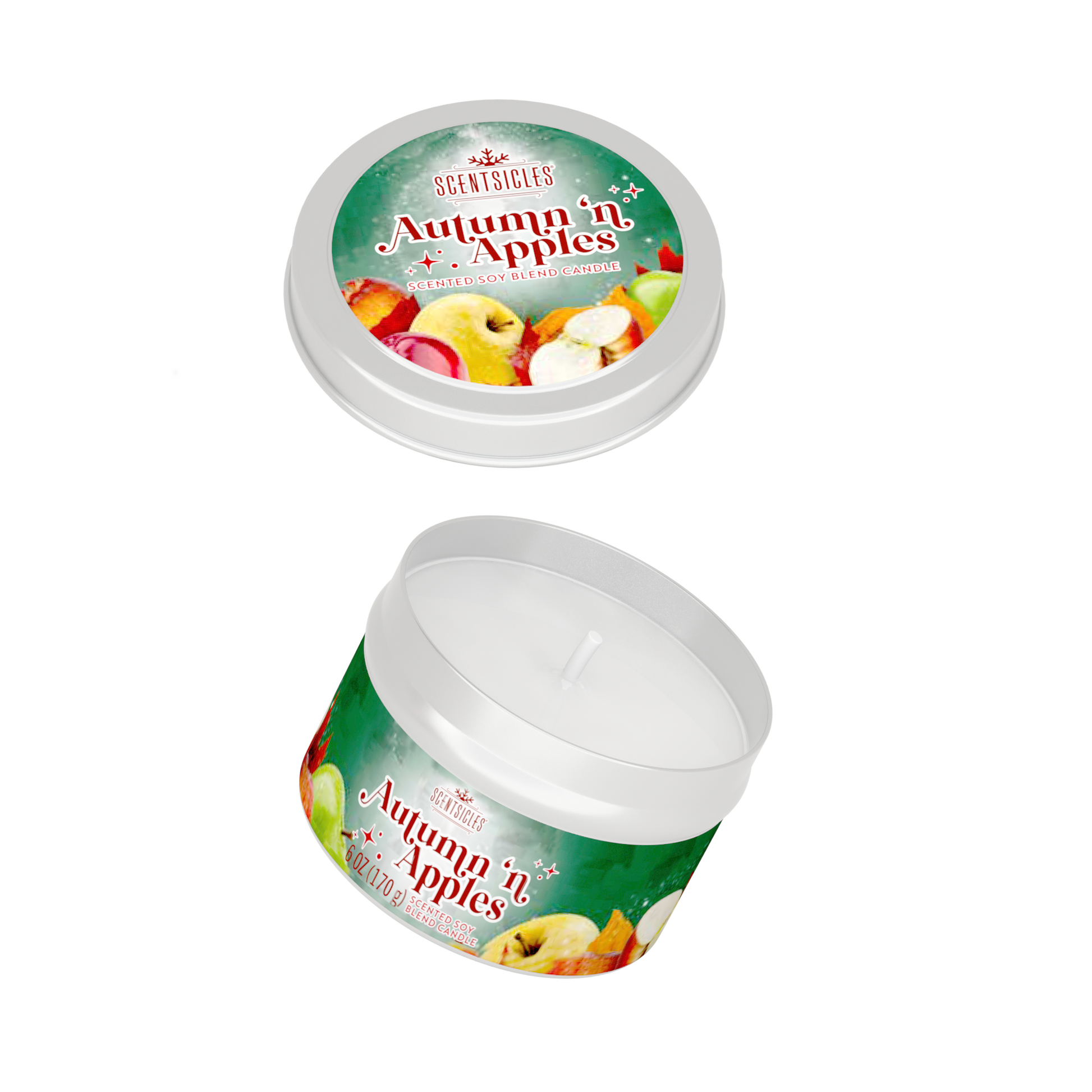 Two Scentsicles 'Autumn 'n Apples' scented candles on a white background