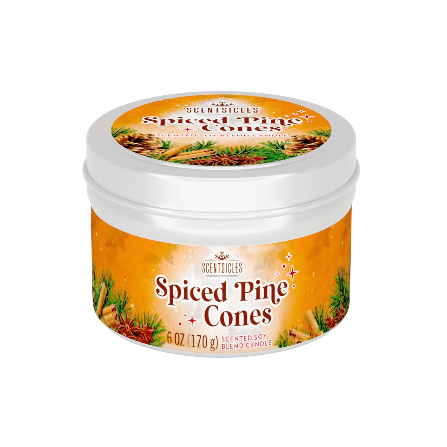 Scentsy Spiced Pine Cones candle jar on a white background