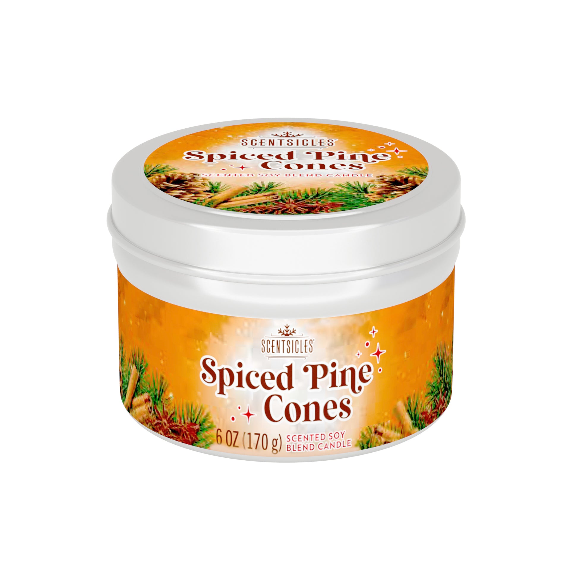 Scentsy Spiced Pine Cones candle jar on a white background