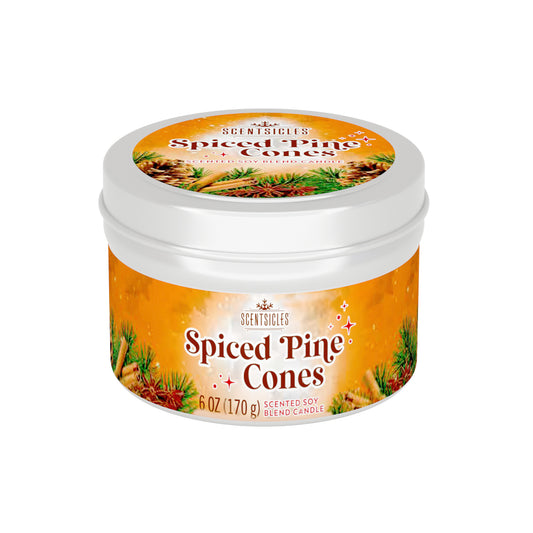 Scentsy Spiced Pine Cones candle jar on a white background