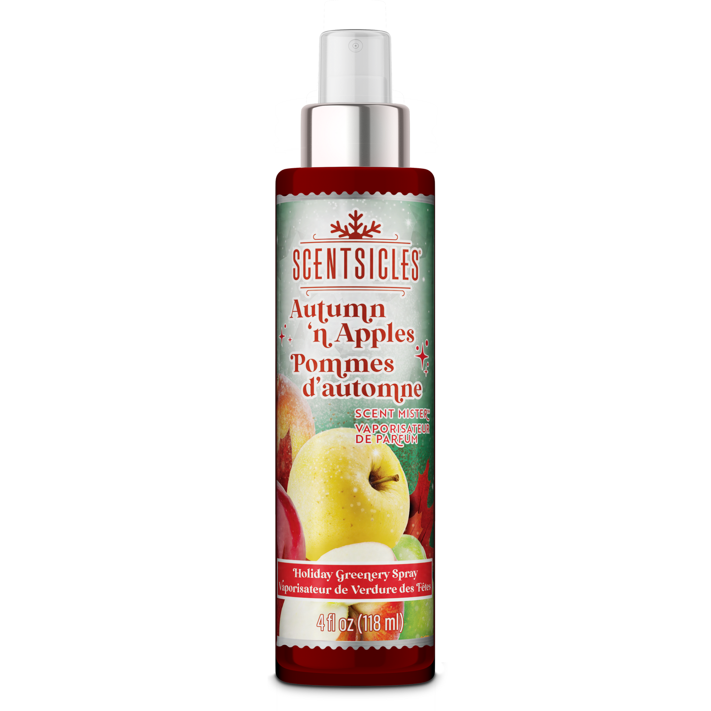 Scentsicles Autumn 'n' Apples fragrance mist bottle on a white background