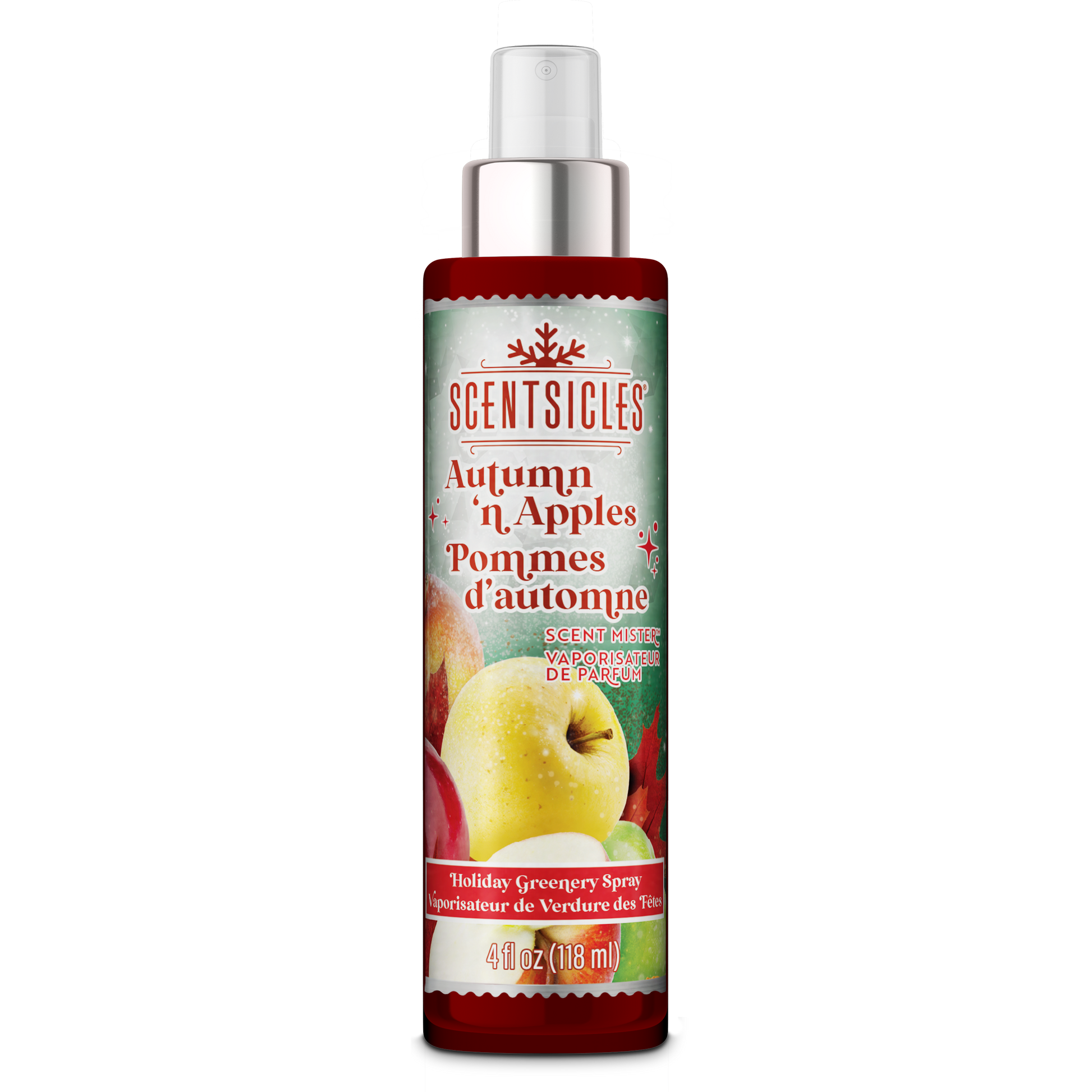 Scentsicles Autumn 'n' Apples fragrance mist bottle on a white background