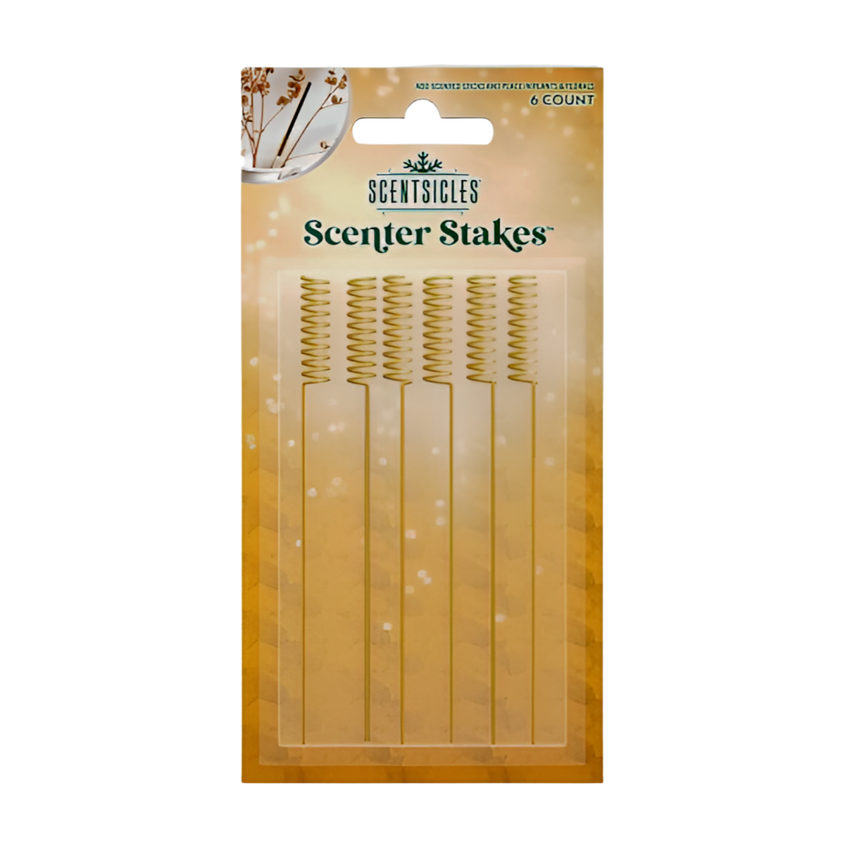 Scentsicles gold Scenter Stakes, pack of 6, in retail packaging