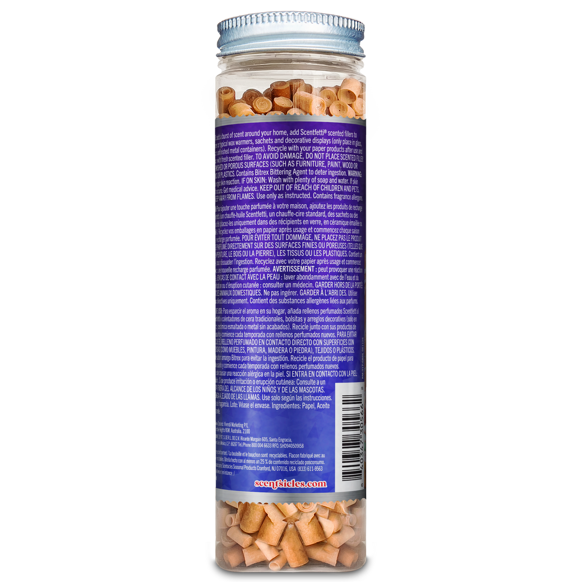 Side label of Scentsicles Gingerbread Dreams scented filler jar showing usage instructions